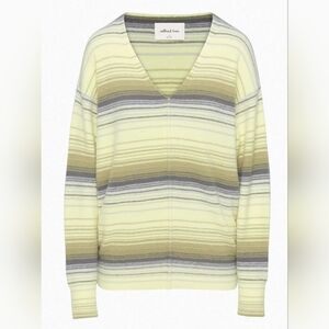 ARITZIA Wilfred Free Hush Knit V-Neck Sweater Size M Stripes Yellow Gray Colors